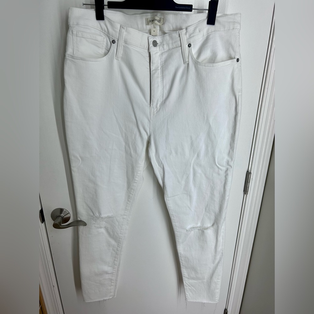 Madewell NWT 9" mid-rise skinny crop jeans in pure white